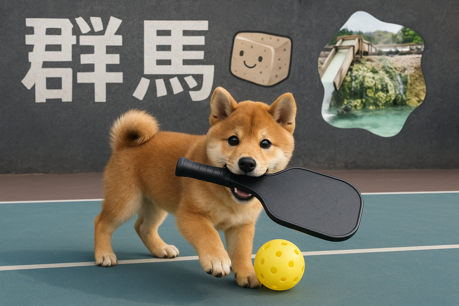 群馬県のピックルボールコートと犬