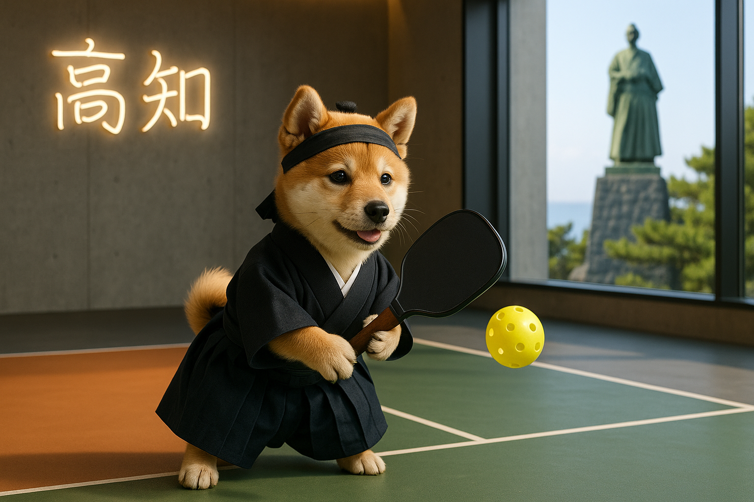 高知県のピックルボールコートと犬