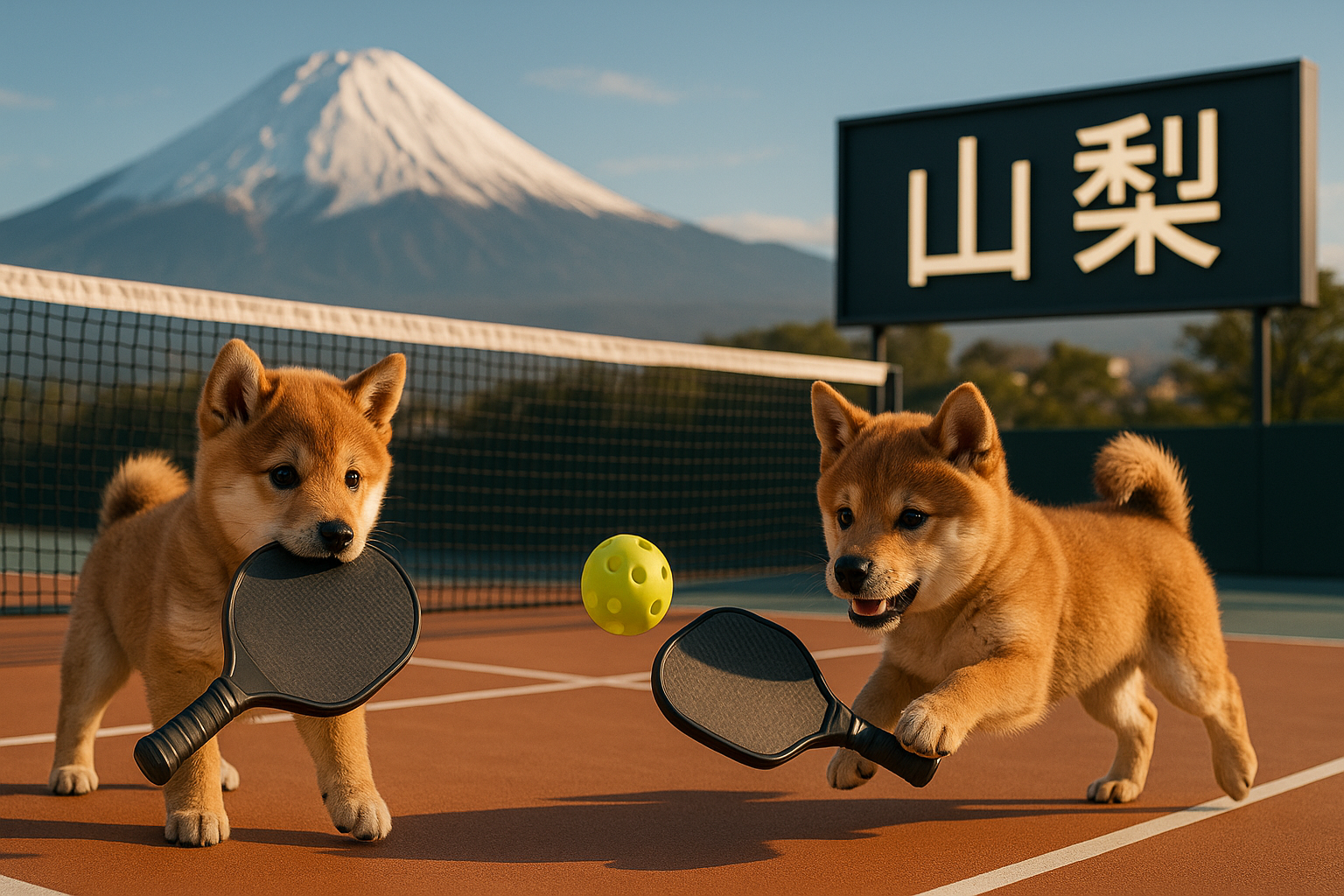 山梨県でピックルボールをする犬