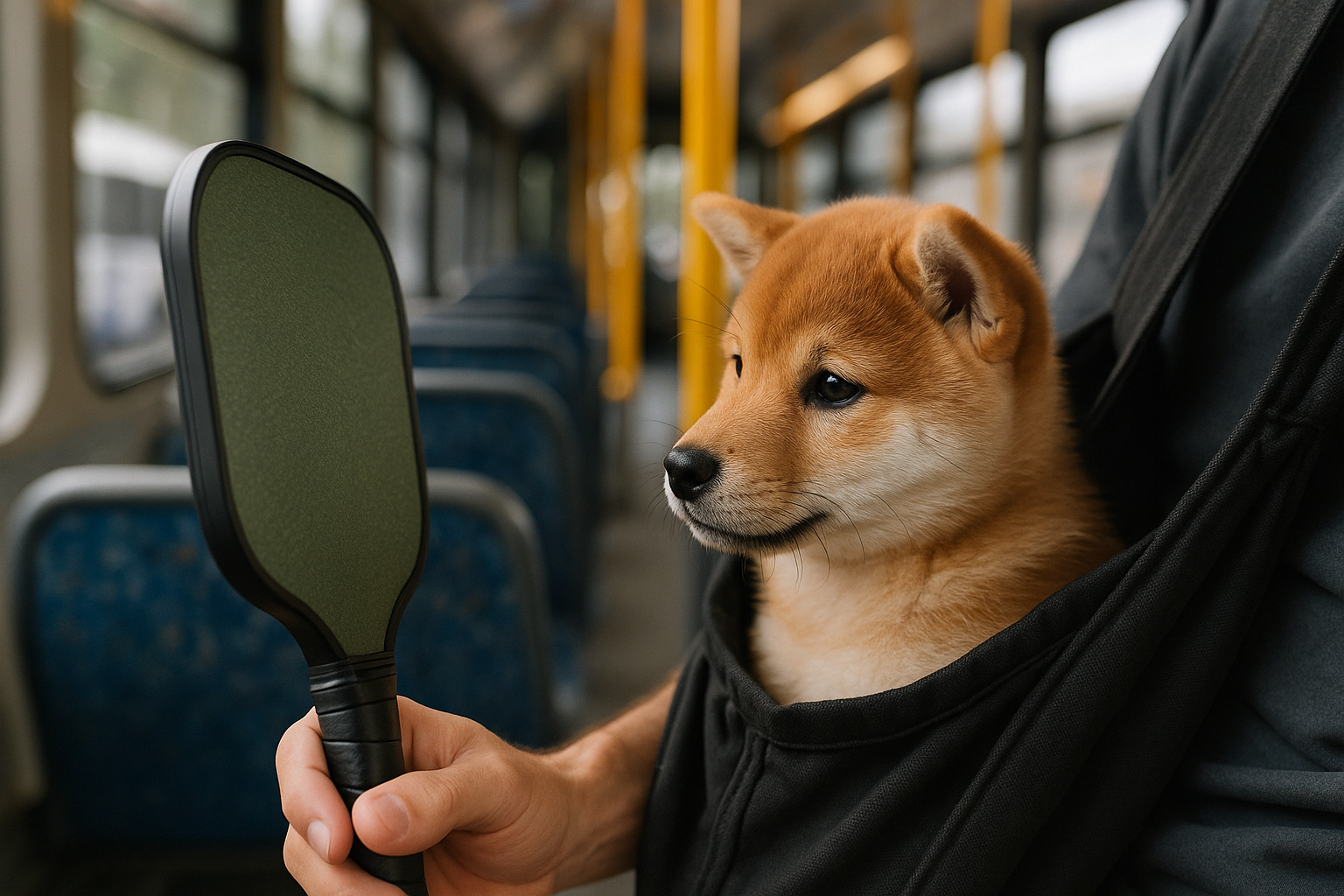 バスとピックルボールと犬