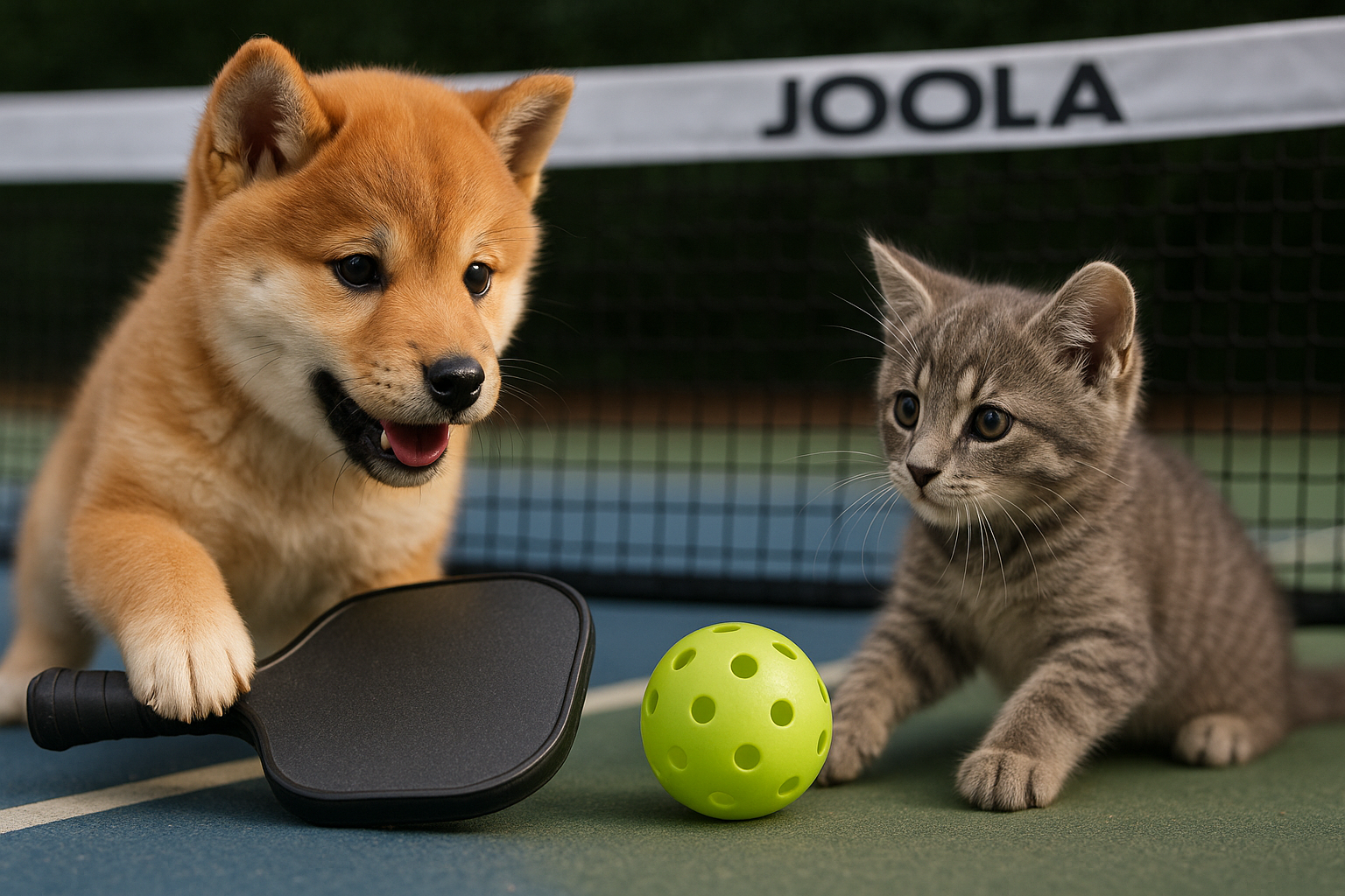 JOOLA(ヨーラ)のピックルボールネットと犬猫