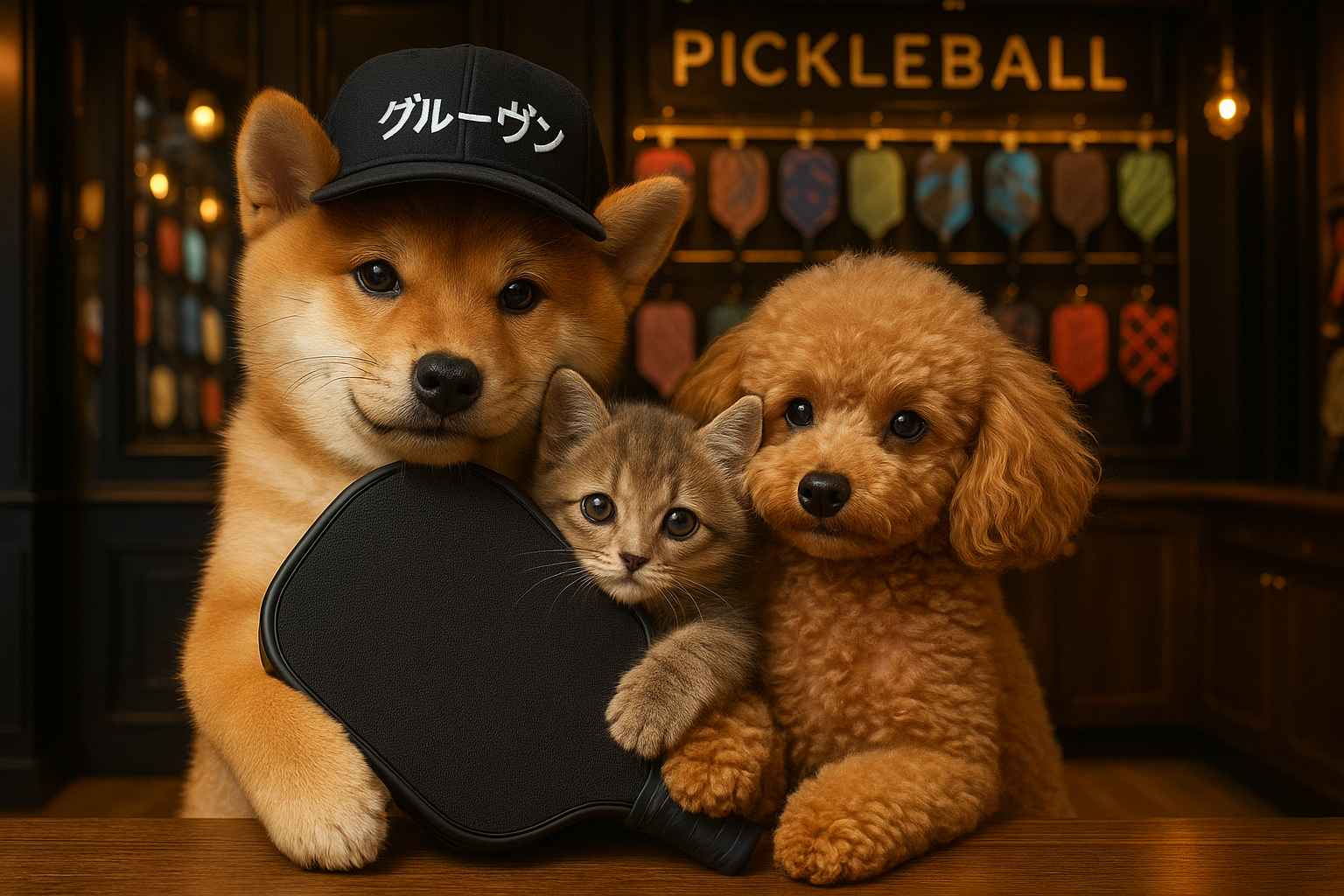 GRUVN（グルーヴン）のピックルボールパドルと犬猫