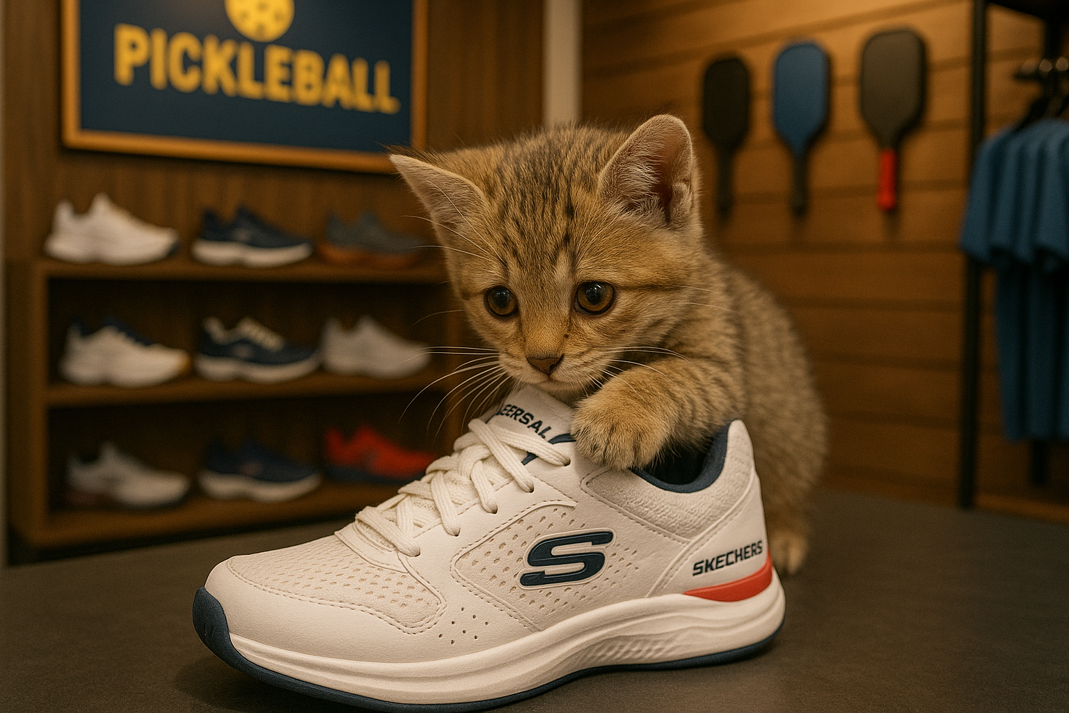 スケッチャーズ（Skechers）のピックルボールシューズと猫