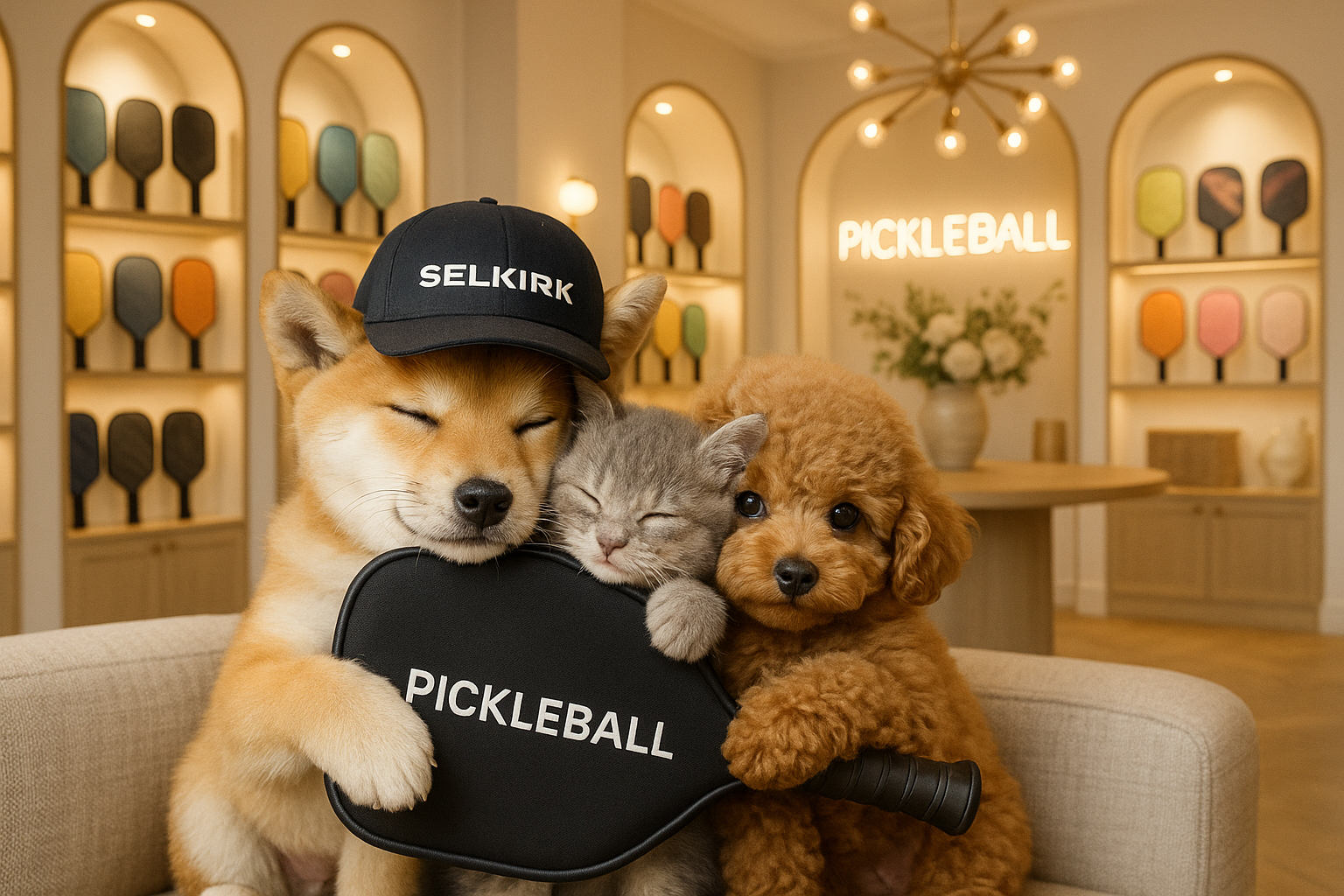 Selkirk（セルカーク）とピックルボールパドルと犬猫