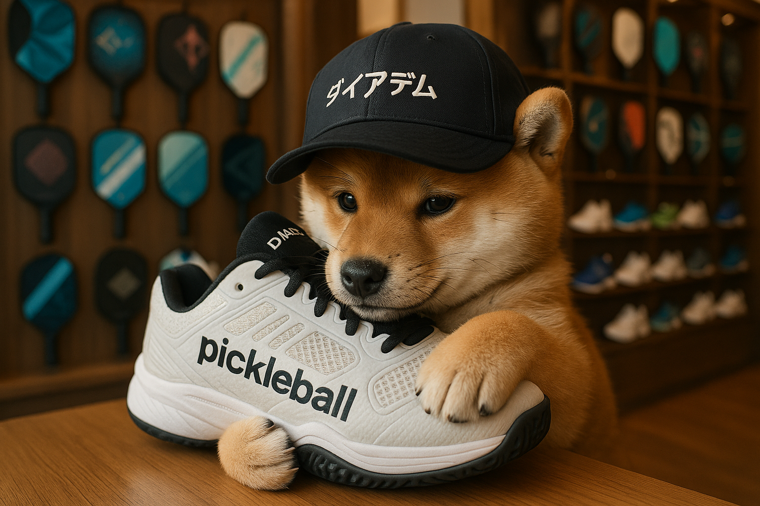 DIADEM（ダイアデム）のピックルボールシューズと犬