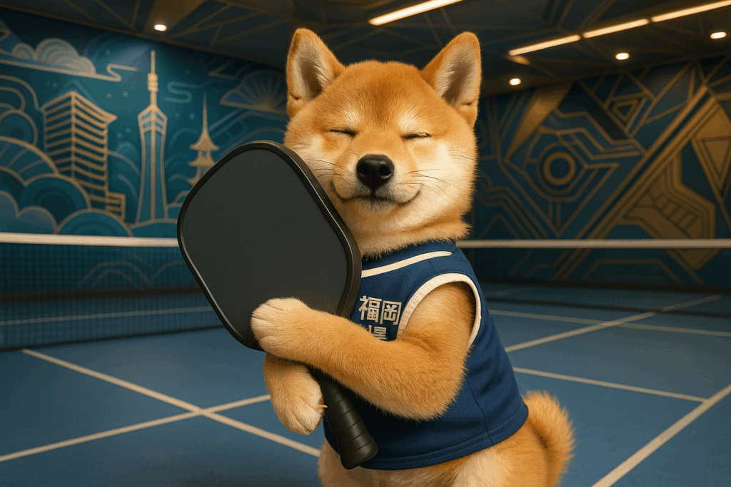 福岡県のピックルボールコートと柴犬