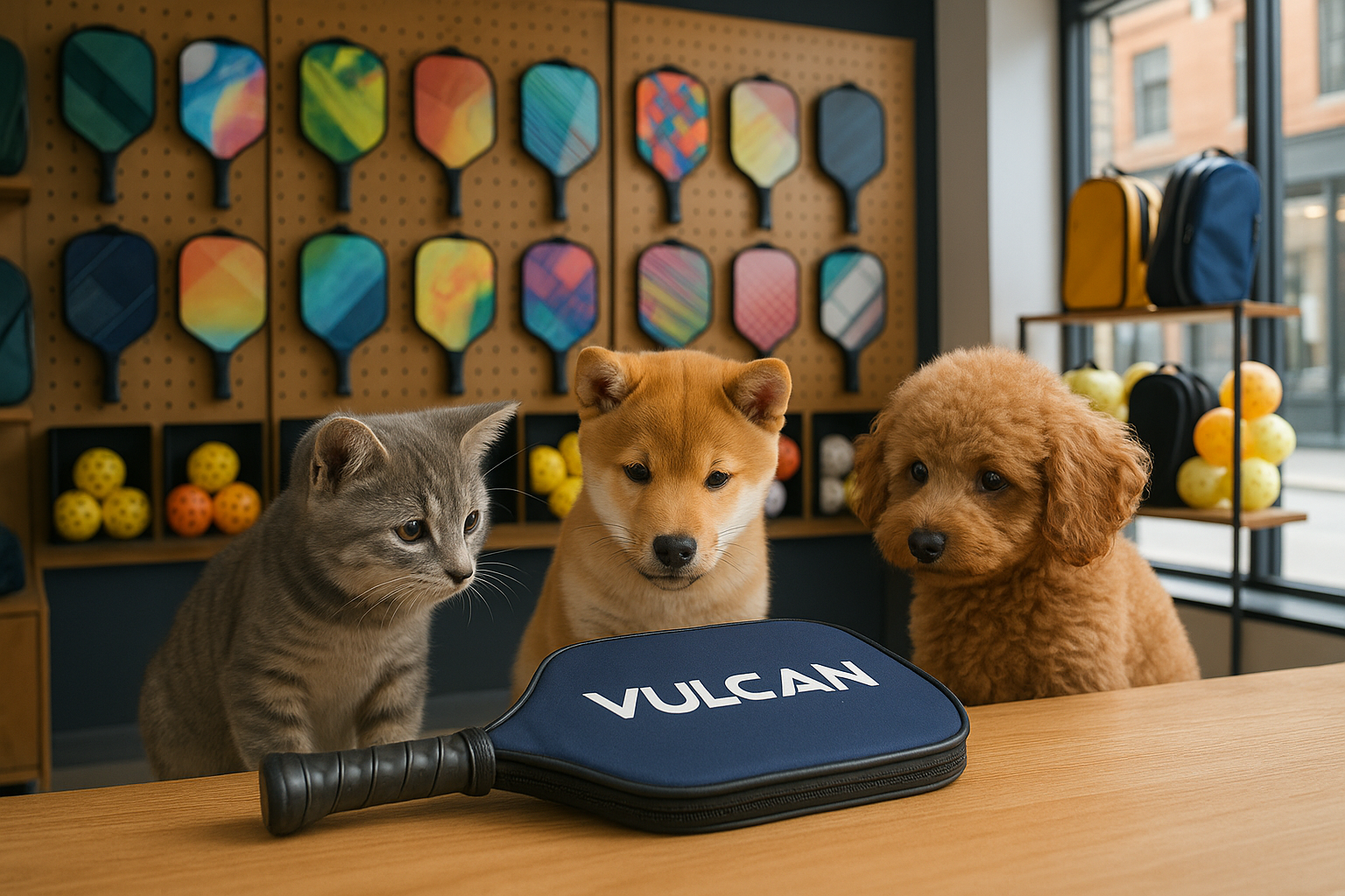 Vulcan（ヴルカン）のピックルボールパドルに興味がある犬と猫