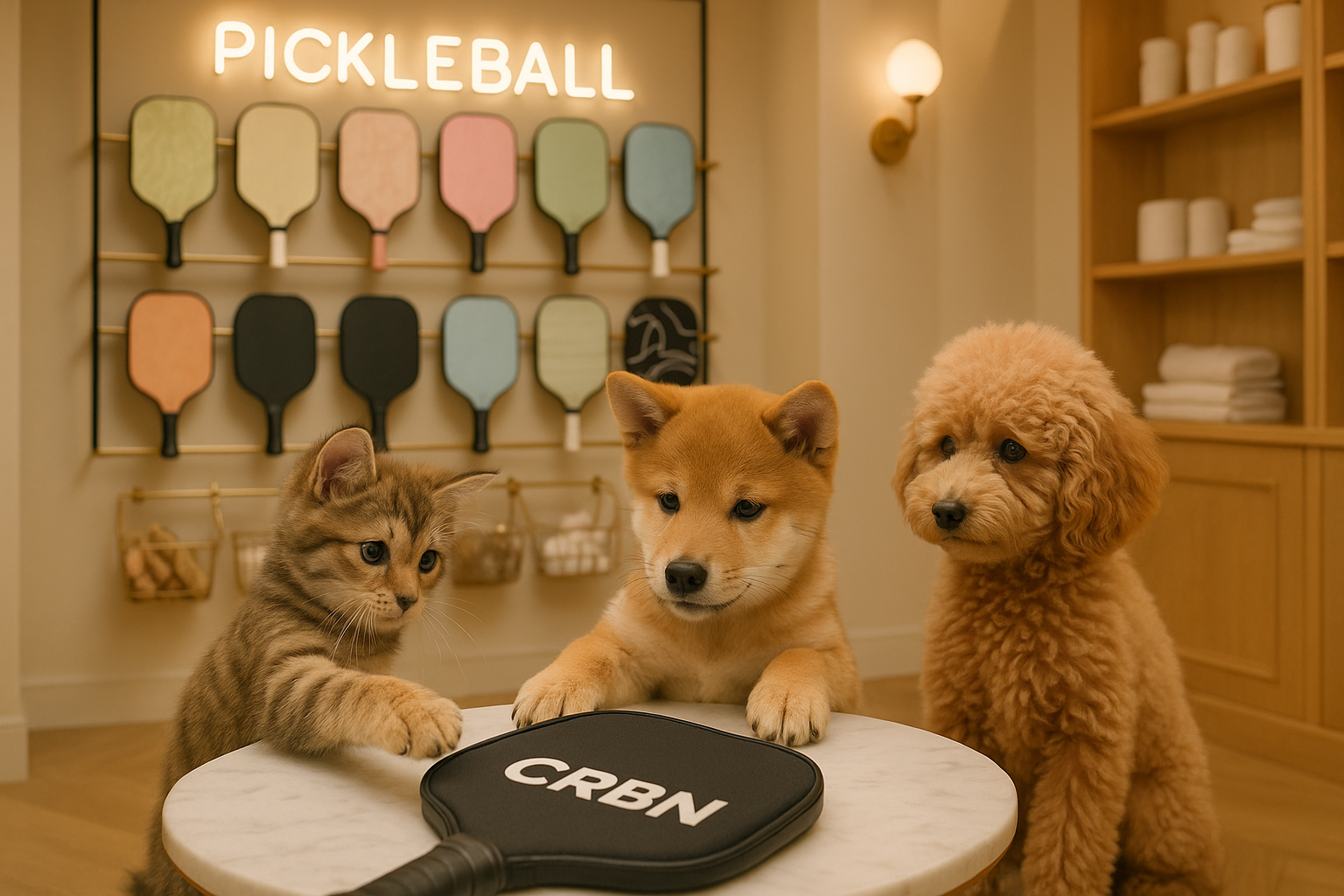 CRBN(カーボン)のピックルボールパドルに興味がある犬と猫