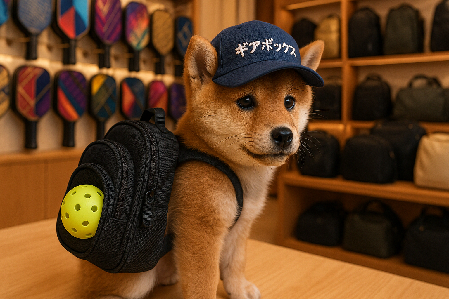 Gearbox(ギアボックス)のピックルボールバッグと犬
