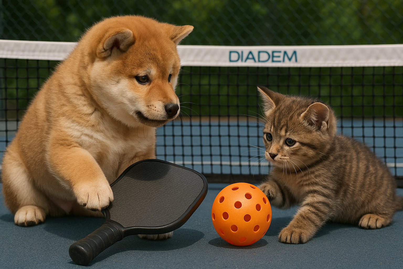 DIADEM(ダイアデム)のピックルボールネットと犬猫