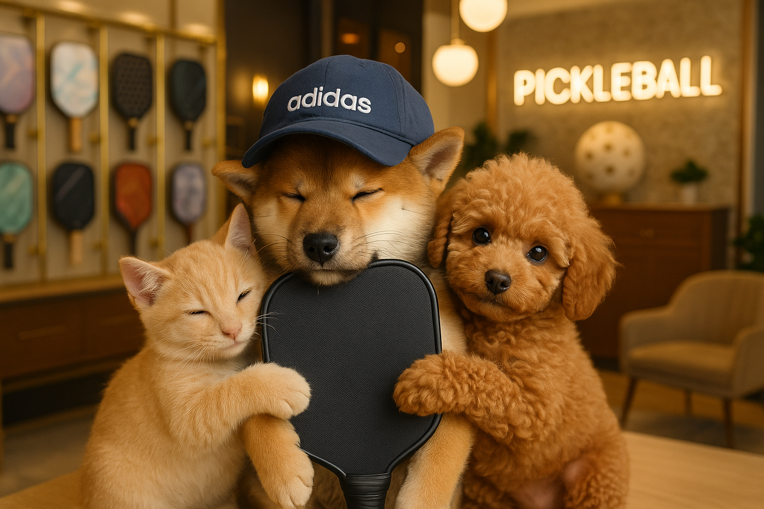 Adidas（アディダス）とピックルボールパドルと犬猫