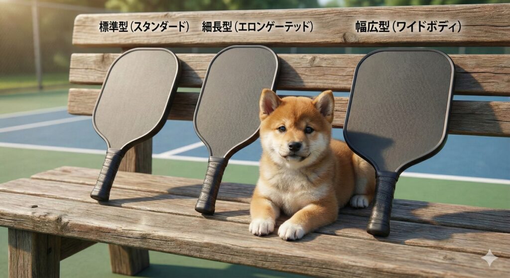 ピックルボールパドルの形状(フェイス形状)