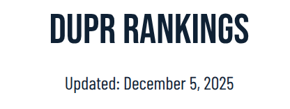 2025年12月のピックルボール世界ランキング