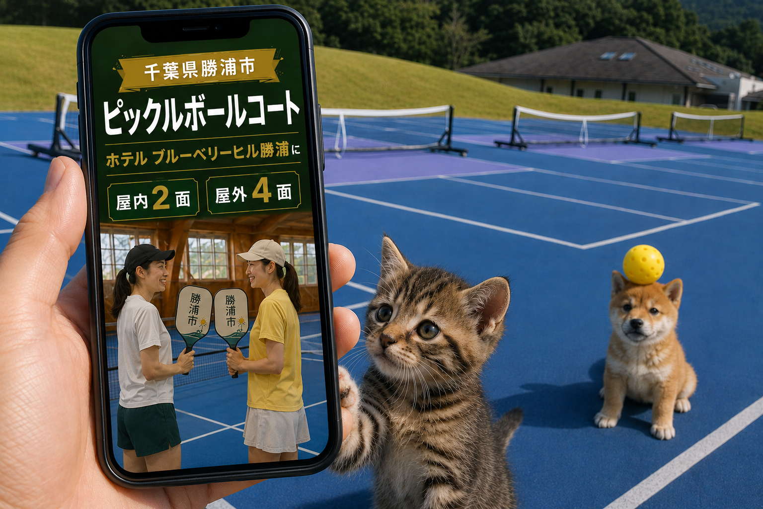 千葉県勝浦市のピックルボールコート｜ホテル ブルーベリーヒル勝浦に屋内2面・屋外4面