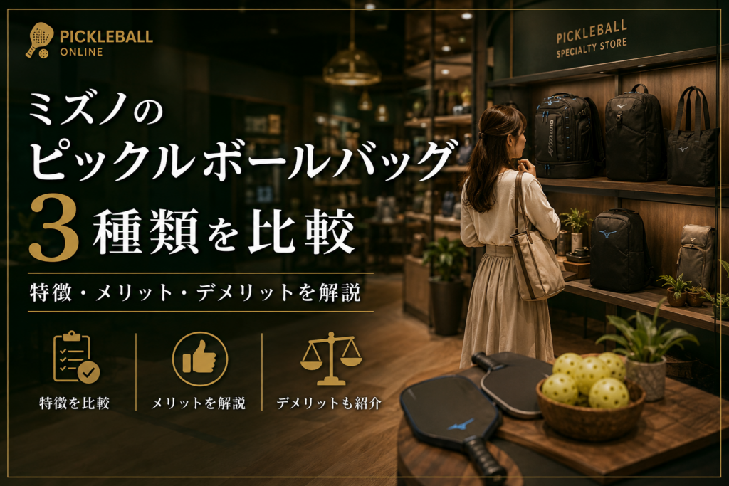 ミズノのピックルボールバッグ3種類を比較|特徴・メリット・デメリットを解説