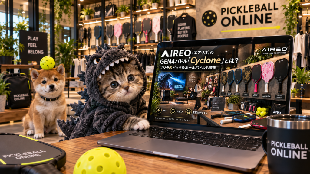 AIREO（エアリオ）のGEN4パドル「Cyclone」とは？ゴジラのピックルボールパドルも登場