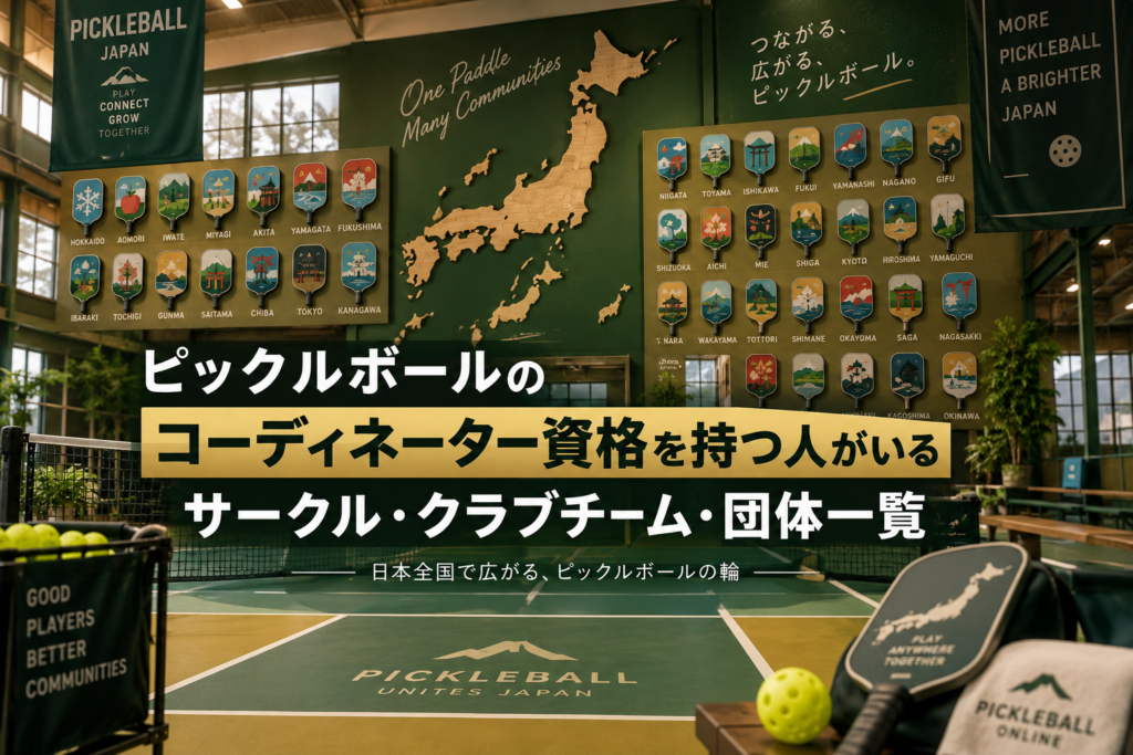 ピックルボールのコーディネーター資格を持つ人がいるサークル・クラブチーム・団体一覧
