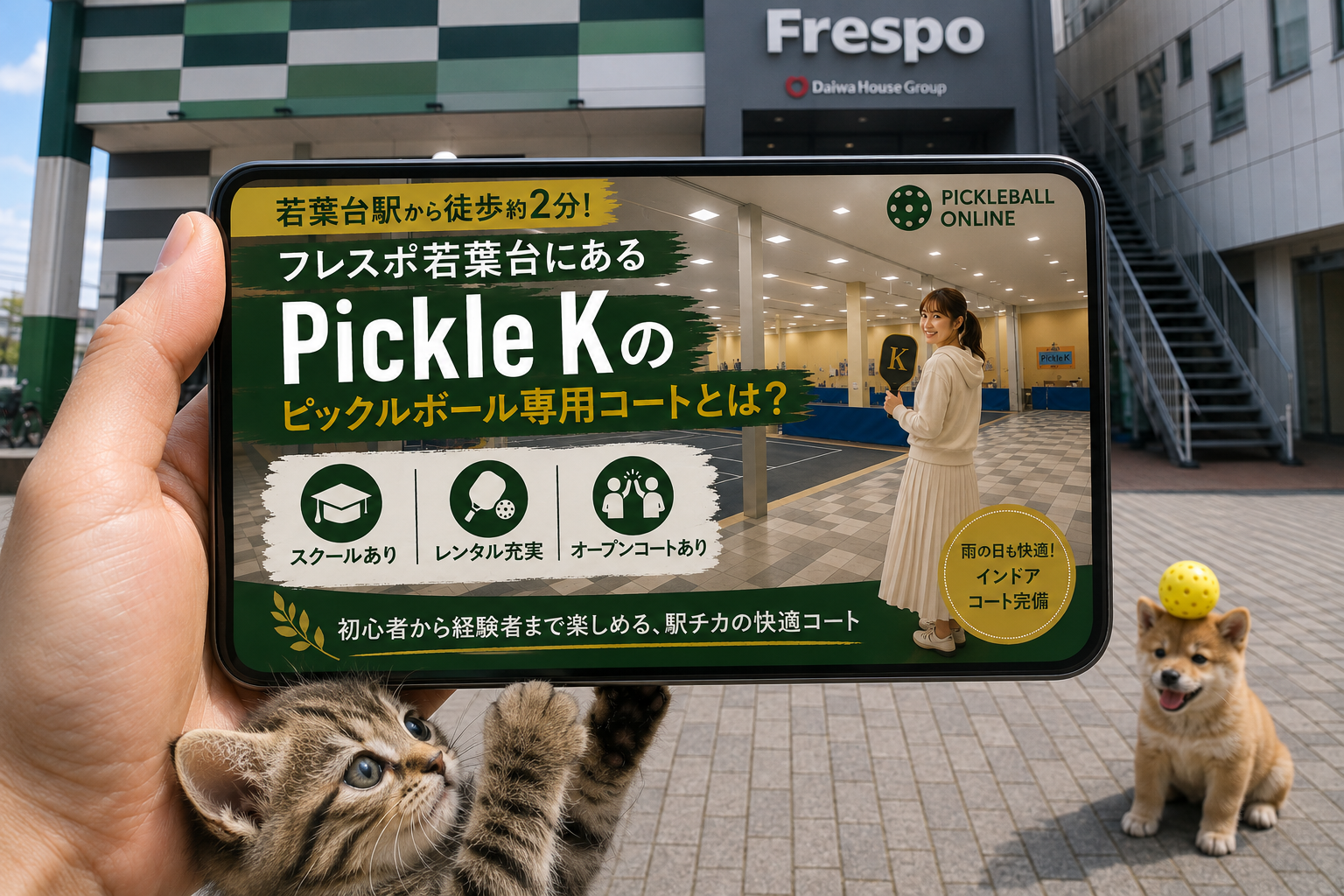 若葉台駅から徒歩約2分!フレスポ若葉台にあるPickle Kのピックルボール専用コートとは?|スクール・レンタル・オープンコートあり