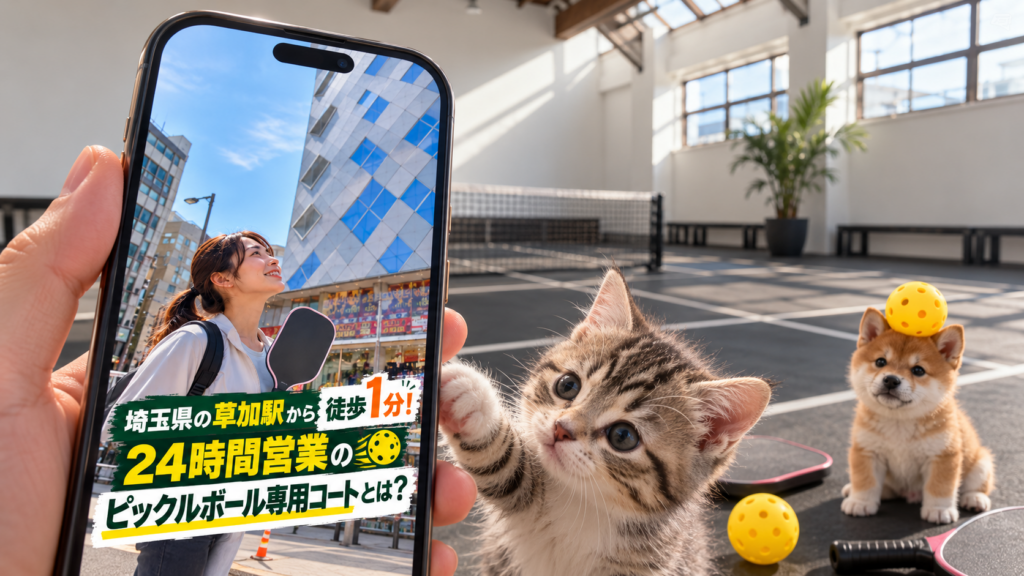 埼玉県の草加駅から徒歩1分!24時間営業のピックルボール専用コートとは?